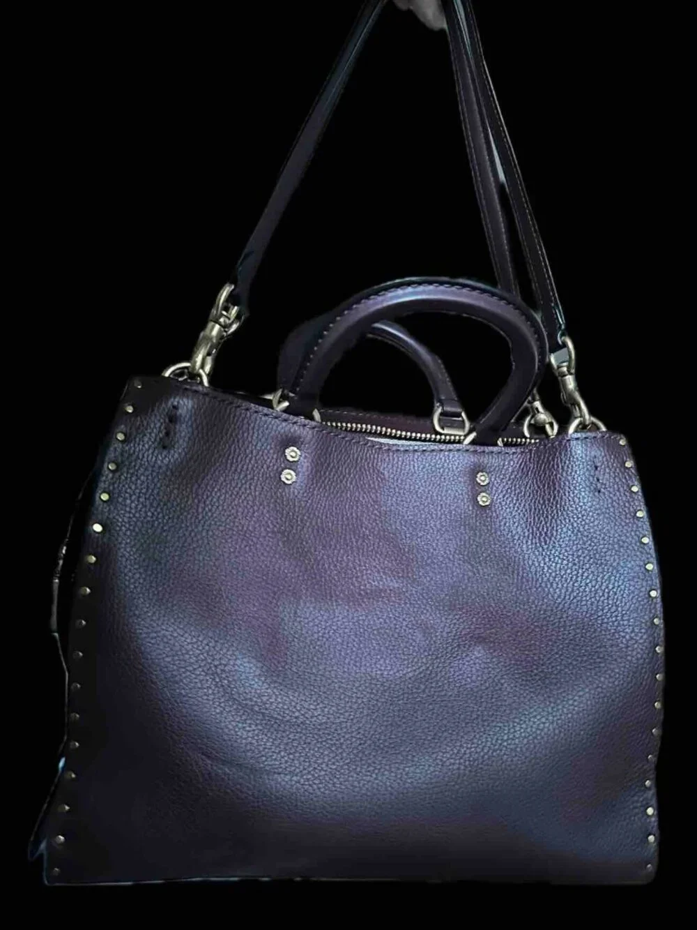 COACH Rogue 30/31 1941 Oxblood Brass Border Rivets TeaRose Leather bag RARE
